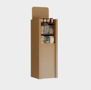 espositore da terra in cartone con spalle