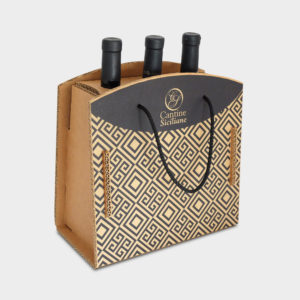 scatola cartone con manico 3 bottiglie