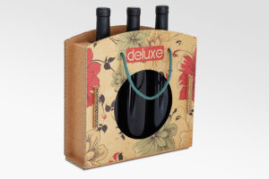 scatola con manici per 3 bottiglie stile borsa